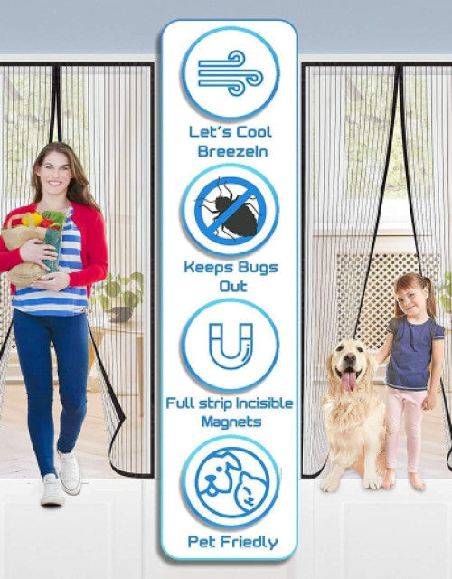 Magic Mesh Magnetic Mosquito Screen Door Net Curtain with Magnets Reinforced Polyester Mesh Curtain