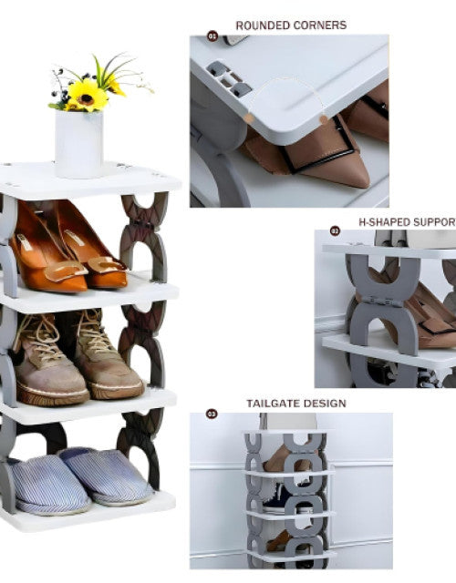 Multi-Purpose Stackable Shoe Rack Adjustable Slots