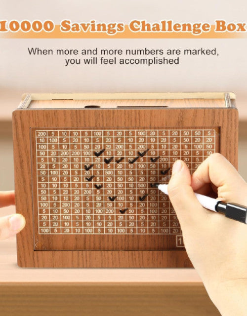 Wooden Money Piggy Bank, Money Saving Box, Gullak Rs.10000 Goal Tracker